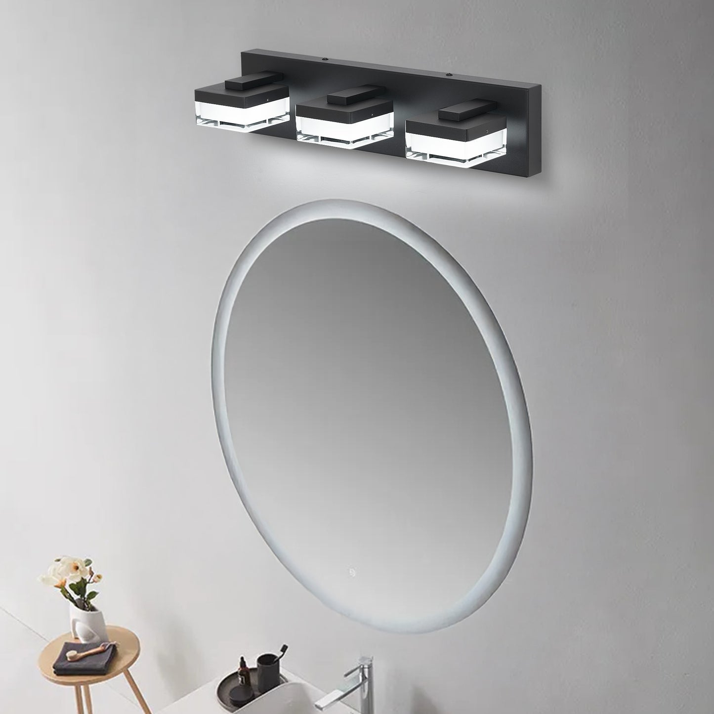3-Light Matte Black Acrylic LED Vanity Light - view 3