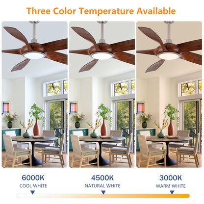 56" Nickel & Wood 5-Blade Ceiling Fan with Remote - view 8