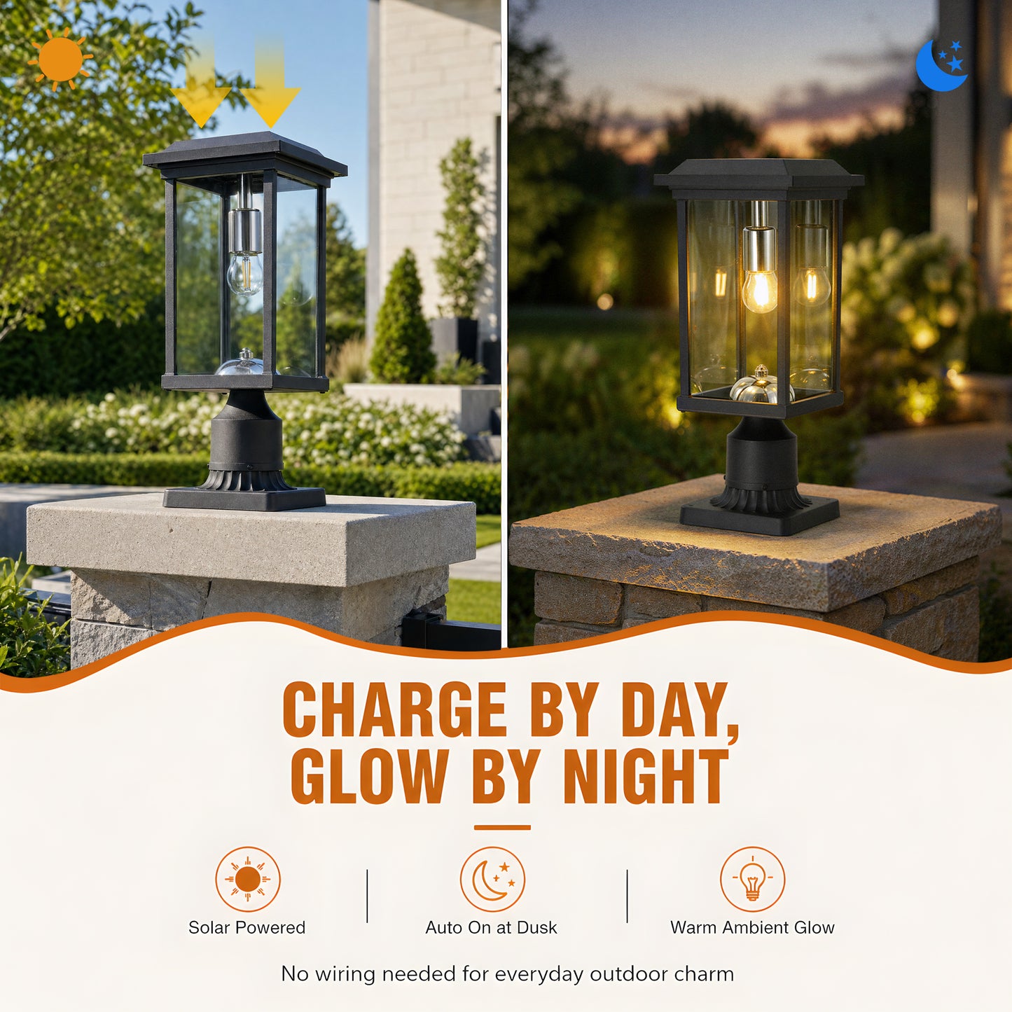 Black Aluminum Outdoor Post Light with Dusk to Dawn Sensor - view 7