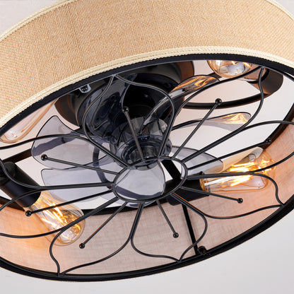 20" Lotus Fabric Farmhouse Bladeless Ceiling Fan with Remote - view 18