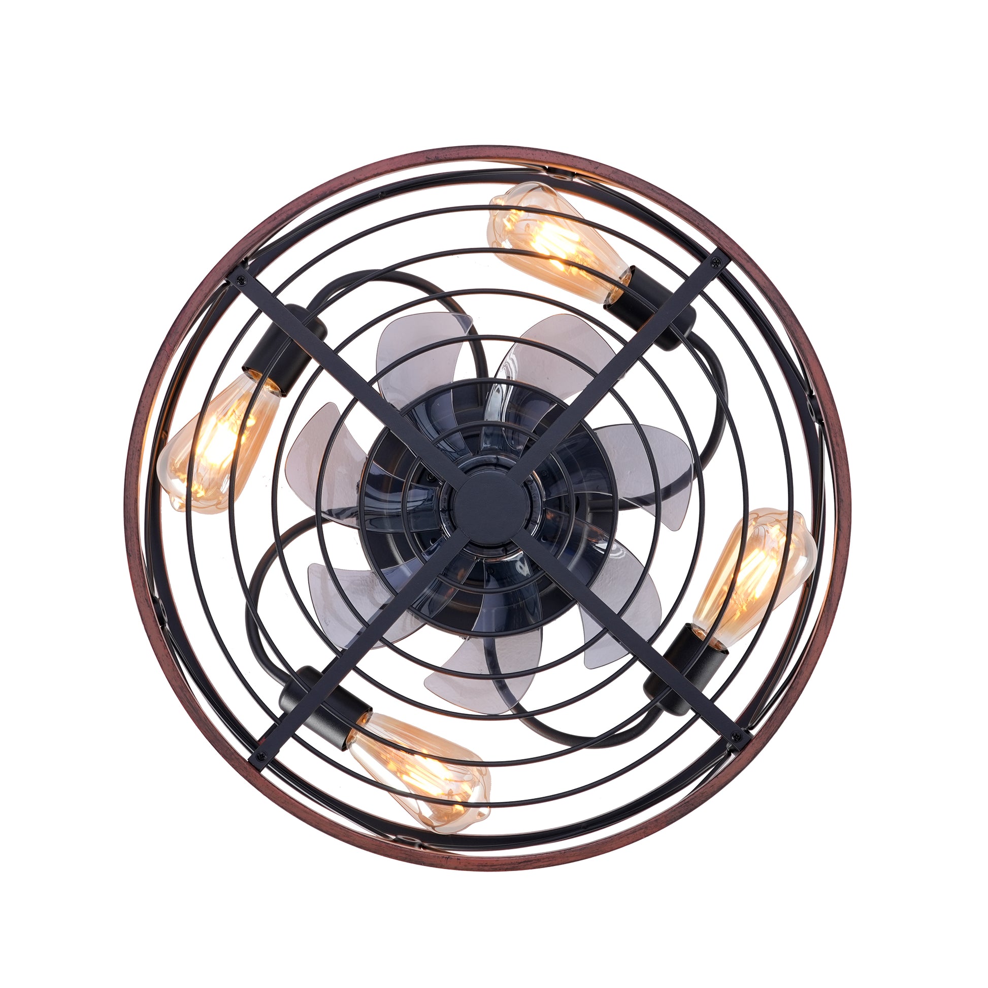 20" Matte Black Caged Ceiling Fan with Remote - view 19