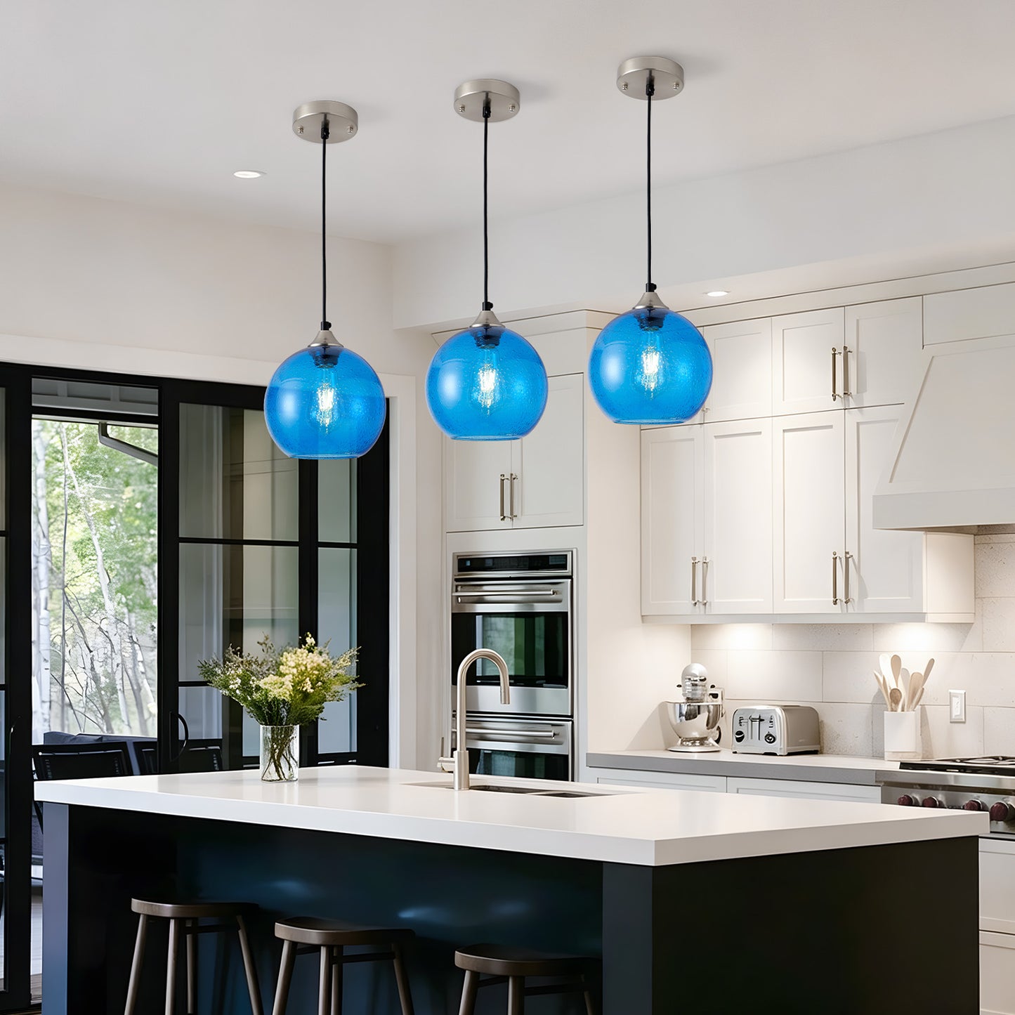 7.9" Light Blue Glass Globe Pendant Light - view 6