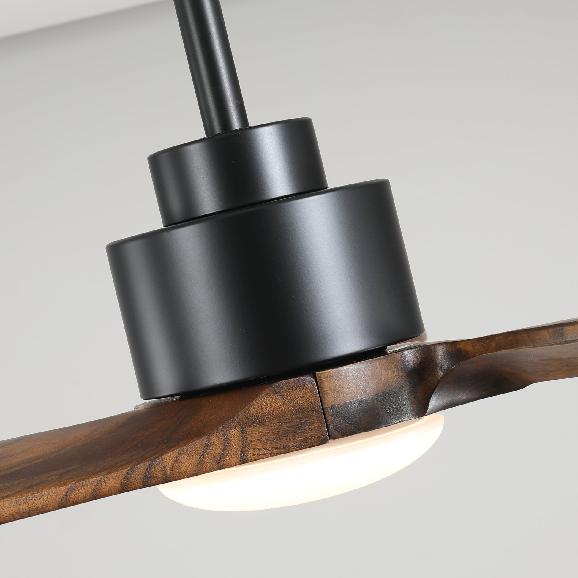 52" Matte Black & Wood Ceiling Fan with Dimmable LED - view 23