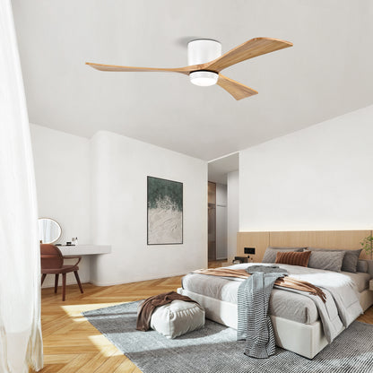 52" Matte White & Natural Wood Ceiling Fan with Remote - view 5