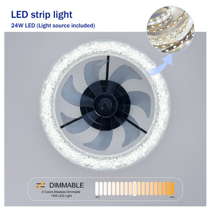 Matte Black Acrylic Ice Brick Ceiling Fan with Dimmable LED - view 8