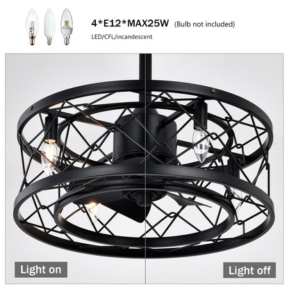 20" Matte Black Modern Enclosed Ceiling Fan - view 6
