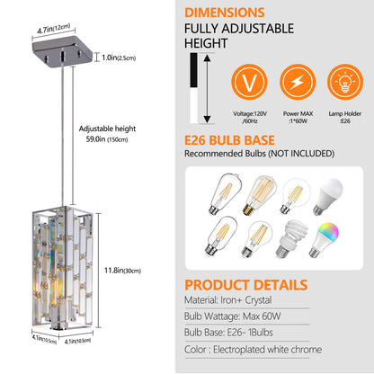 4" Chrome Crystal Prism Pendant Light, 3-Pack - view 5