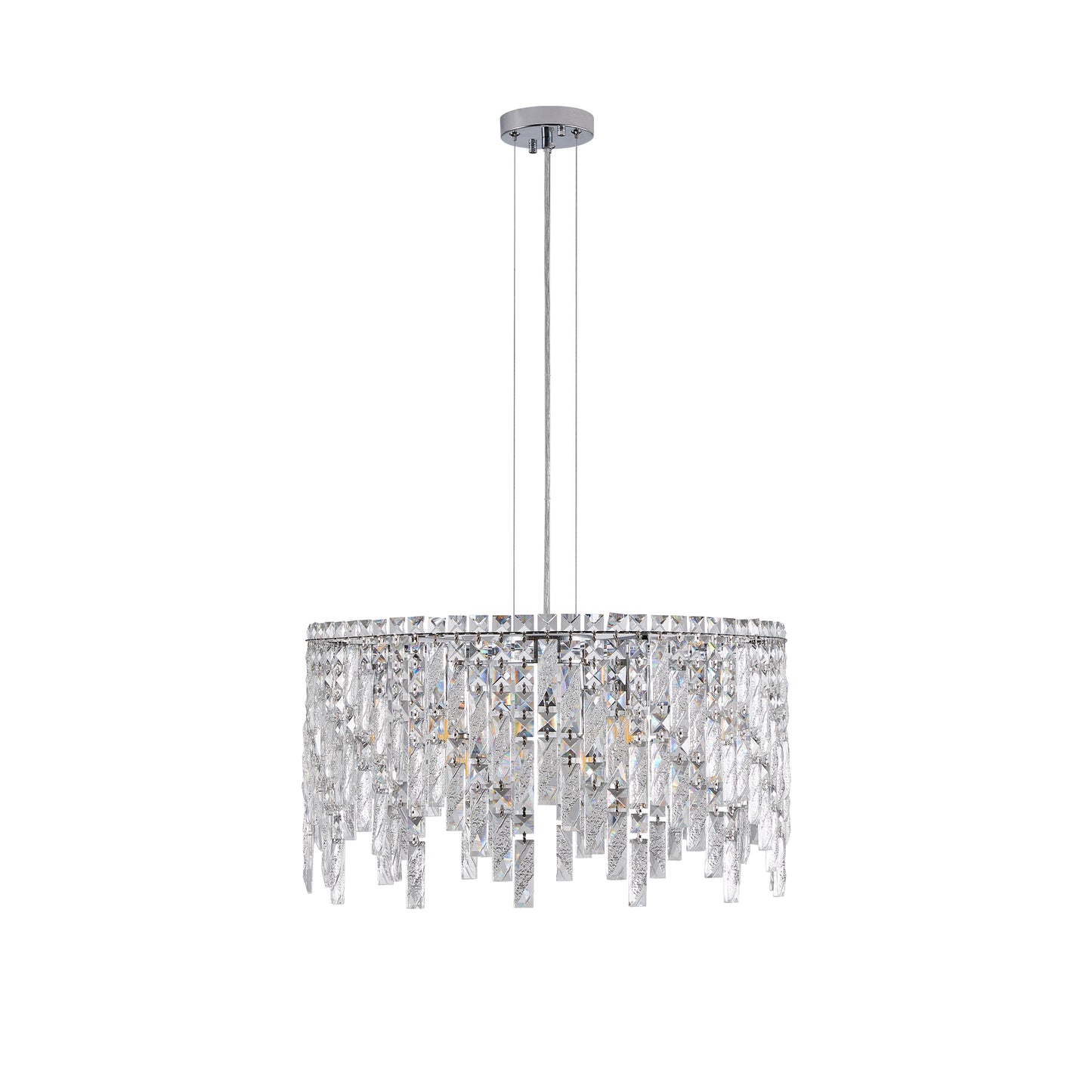24" Modern Round Silver Crystal Chandelier - view 10