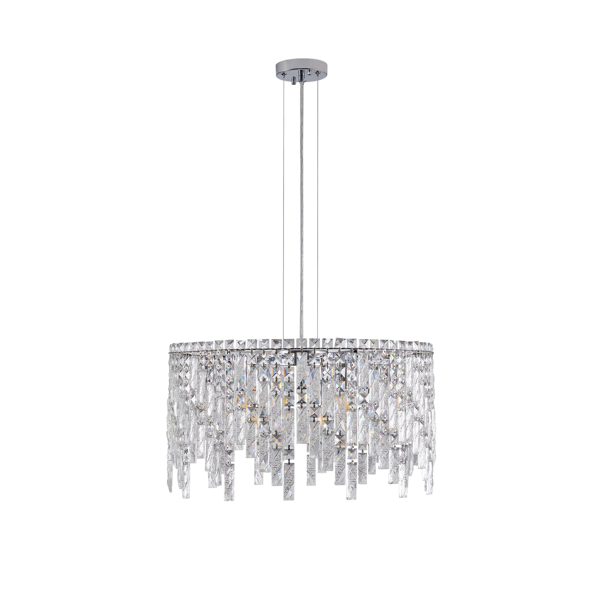 24" Modern Round Silver Crystal Chandelier - view 10