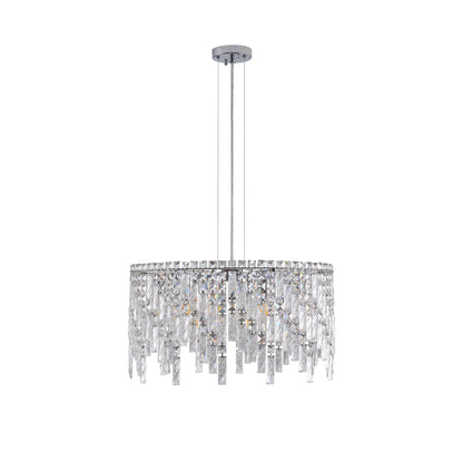 24" Modern Round Silver Crystal Chandelier - view 10