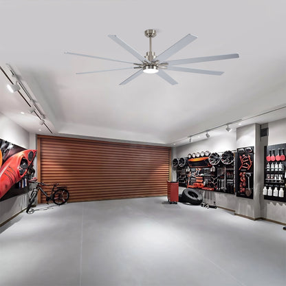 84" Nickel 8-Blade Ceiling Fan with Dimmable LED - view 12