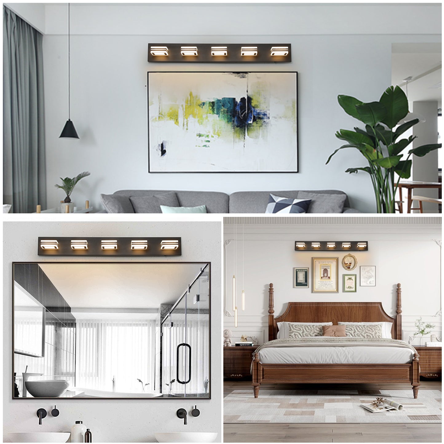 34" 5-Light Modern Black LED Vanity Light - view 5