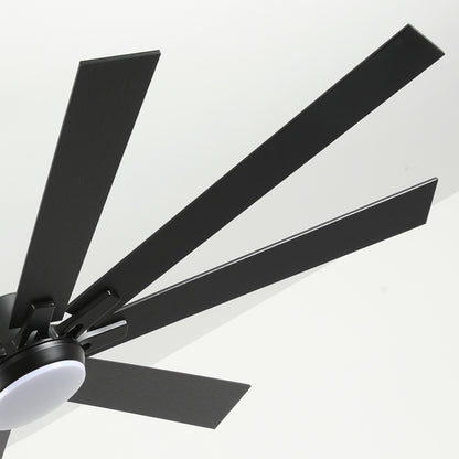 72" Matte Black 8-Blade Ceiling Fan with Dimmable LED - view 19