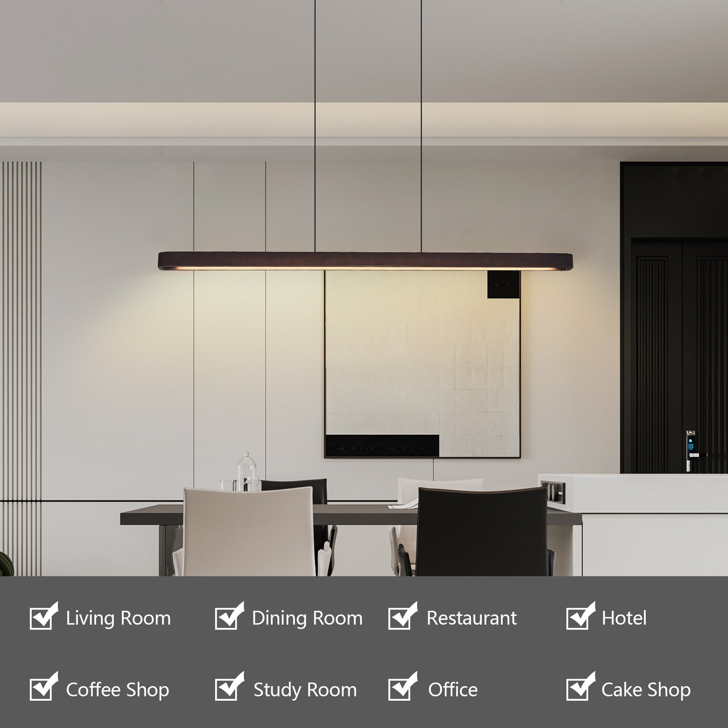 51" Walnut Wood Modern LED Pendant Light - view 8