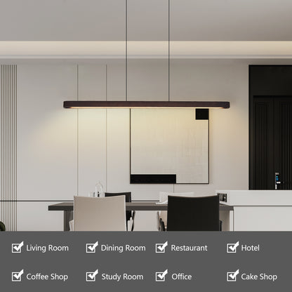 51" Walnut Wood Modern LED Pendant Light - view 8