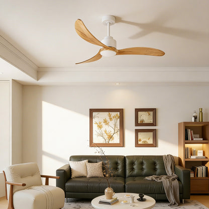 52" White & Natural Wood Ceiling Fan with Dimmable LED - view 9
