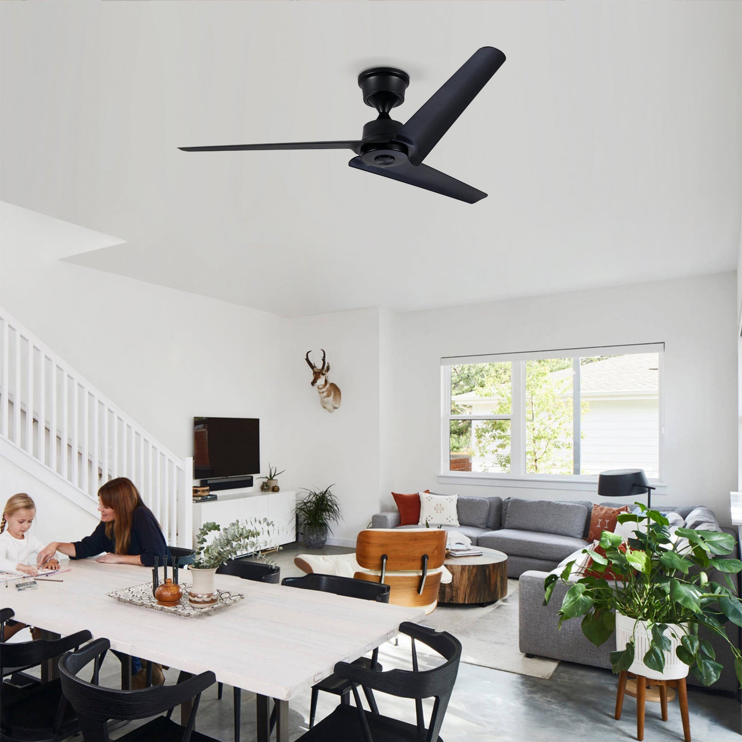 52" Black 3-Blade Ceiling Fan with Remote - view 3
