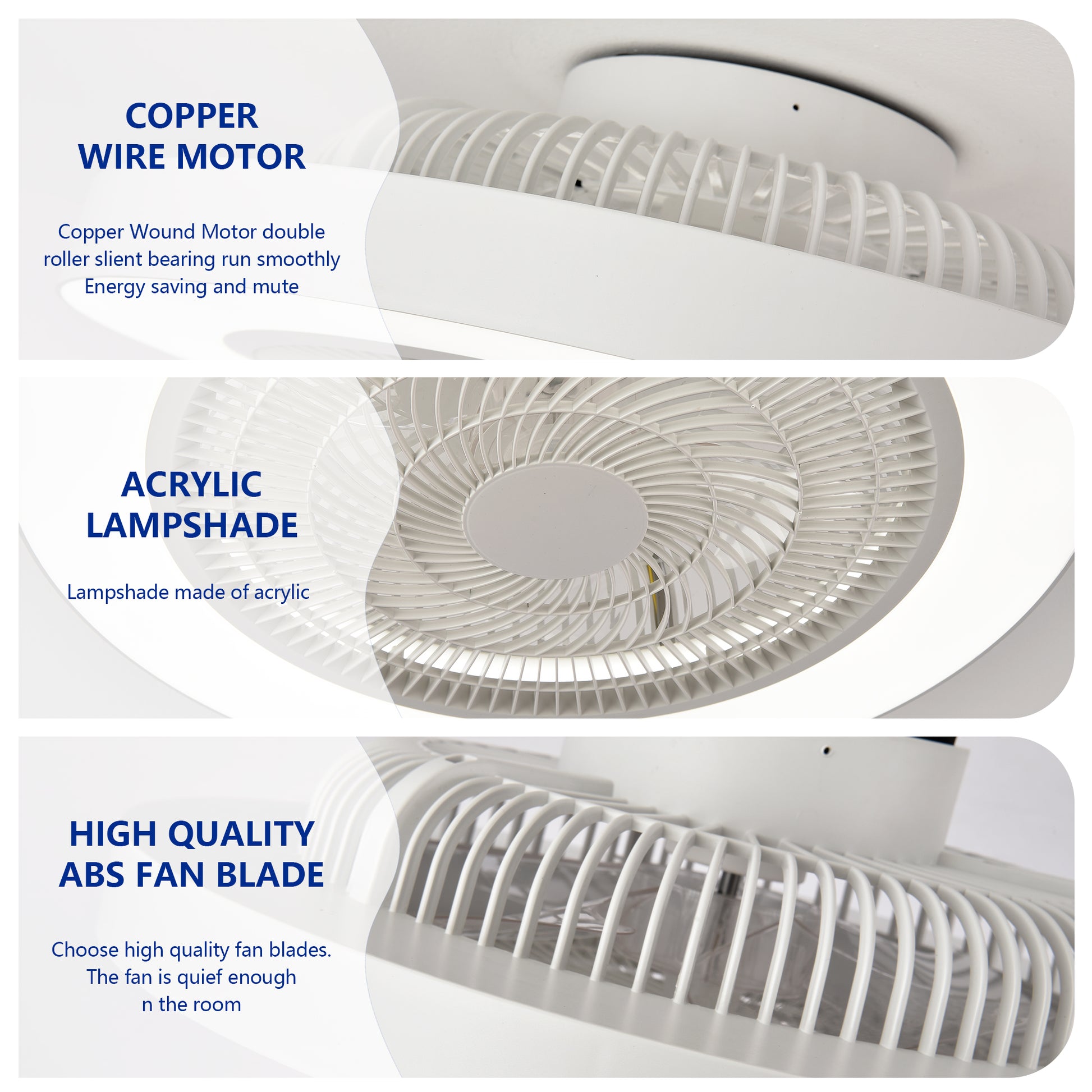 Matte White Flush Mount Ceiling Fan with Dimmable LED - view 15