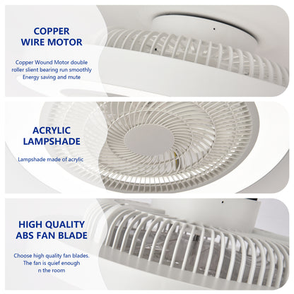 Matte White Flush Mount Ceiling Fan with Dimmable LED - view 15