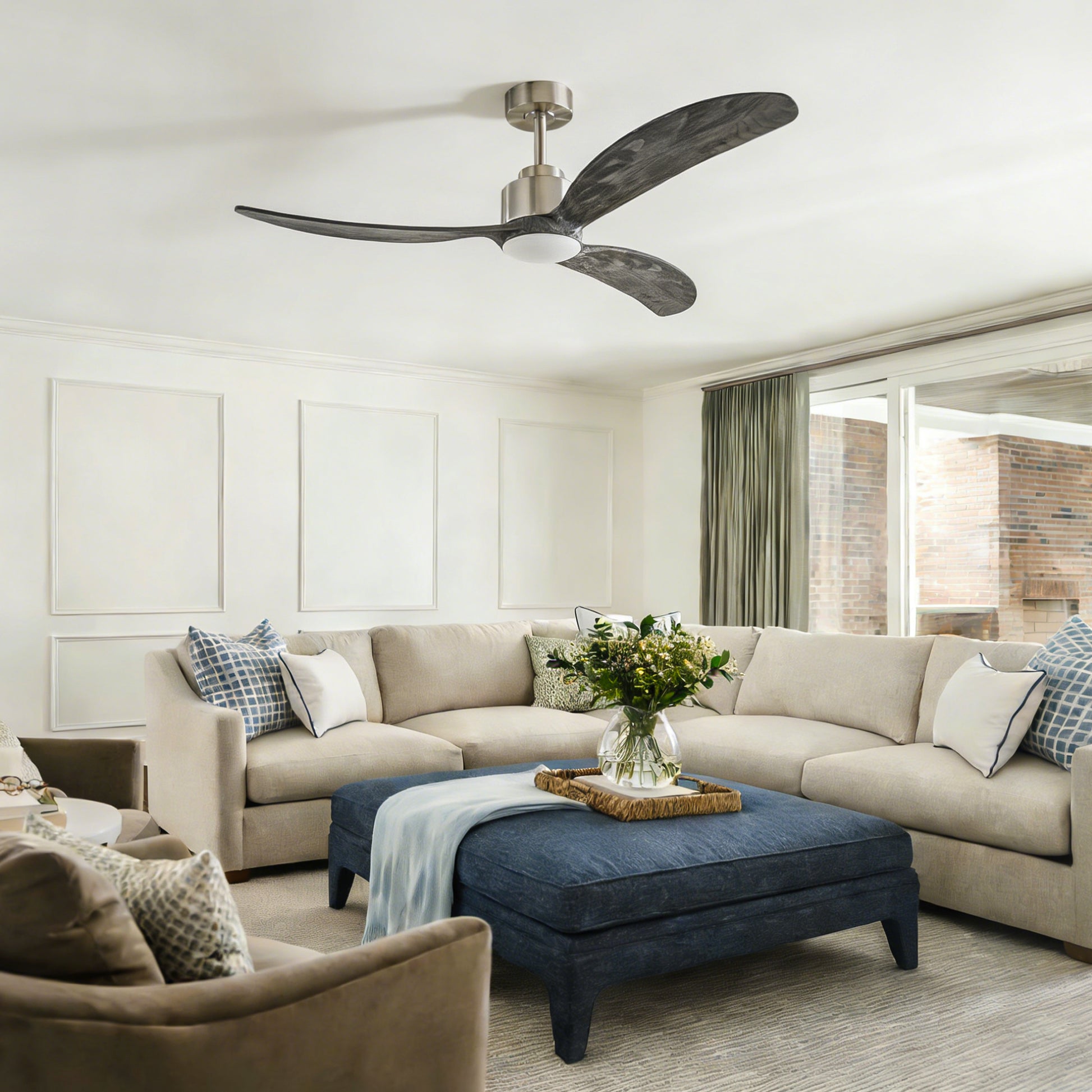 52" Nickel & Wood Ceiling Fan with Remote - view 5