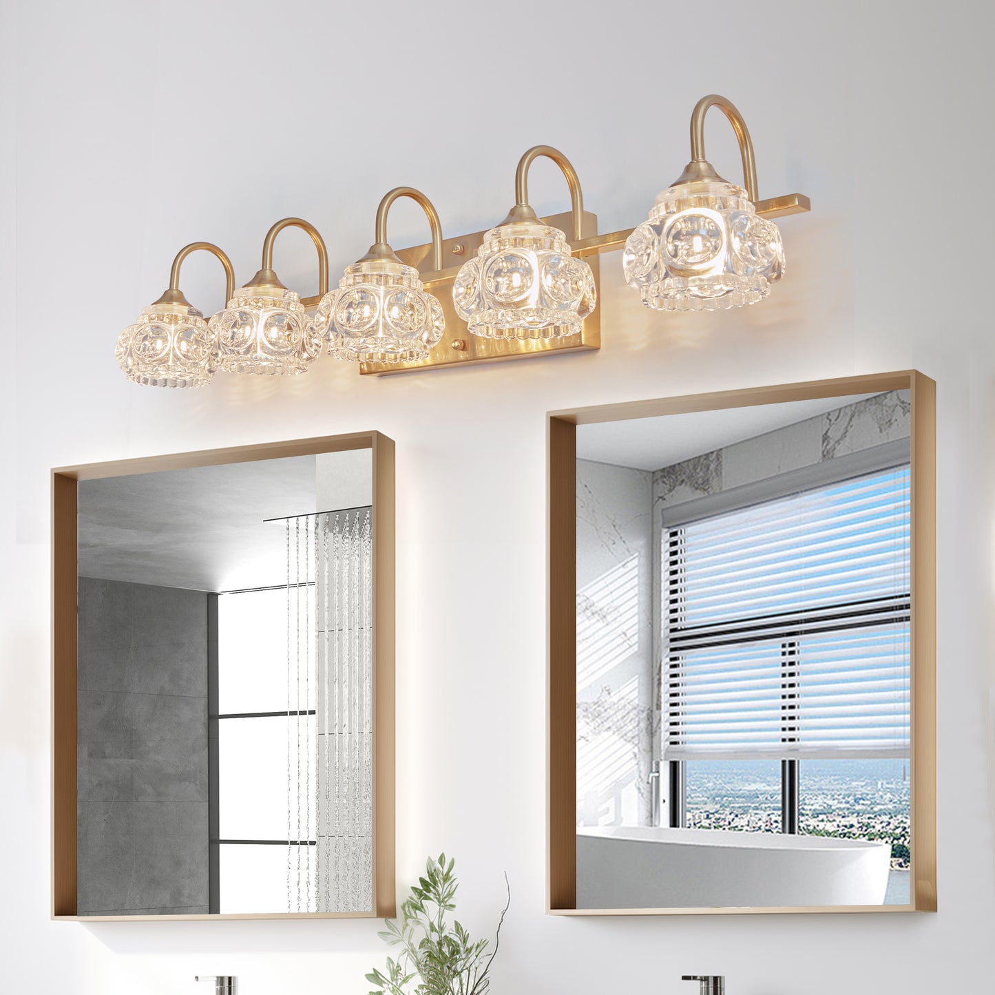 29" 5-Light Gold Crystal Vanity Wall Light - view 3