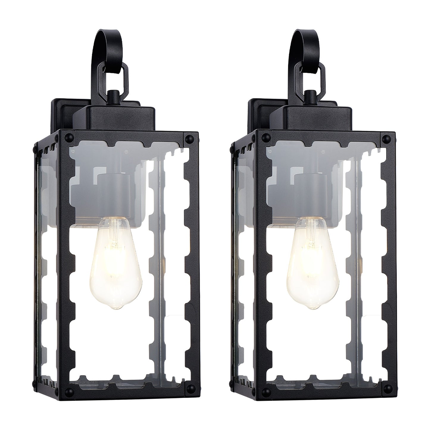 18" Matte Black Sawtooth Outdoor Wall Light with Clear Glass