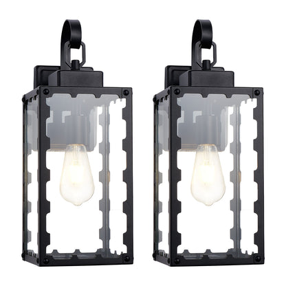 18" Matte Black Sawtooth Outdoor Wall Light with Clear Glass
