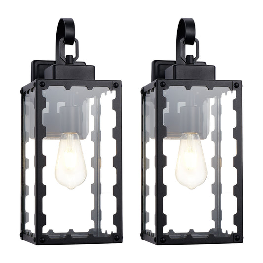 18" Matte Black Sawtooth Outdoor Wall Light with Clear Glass