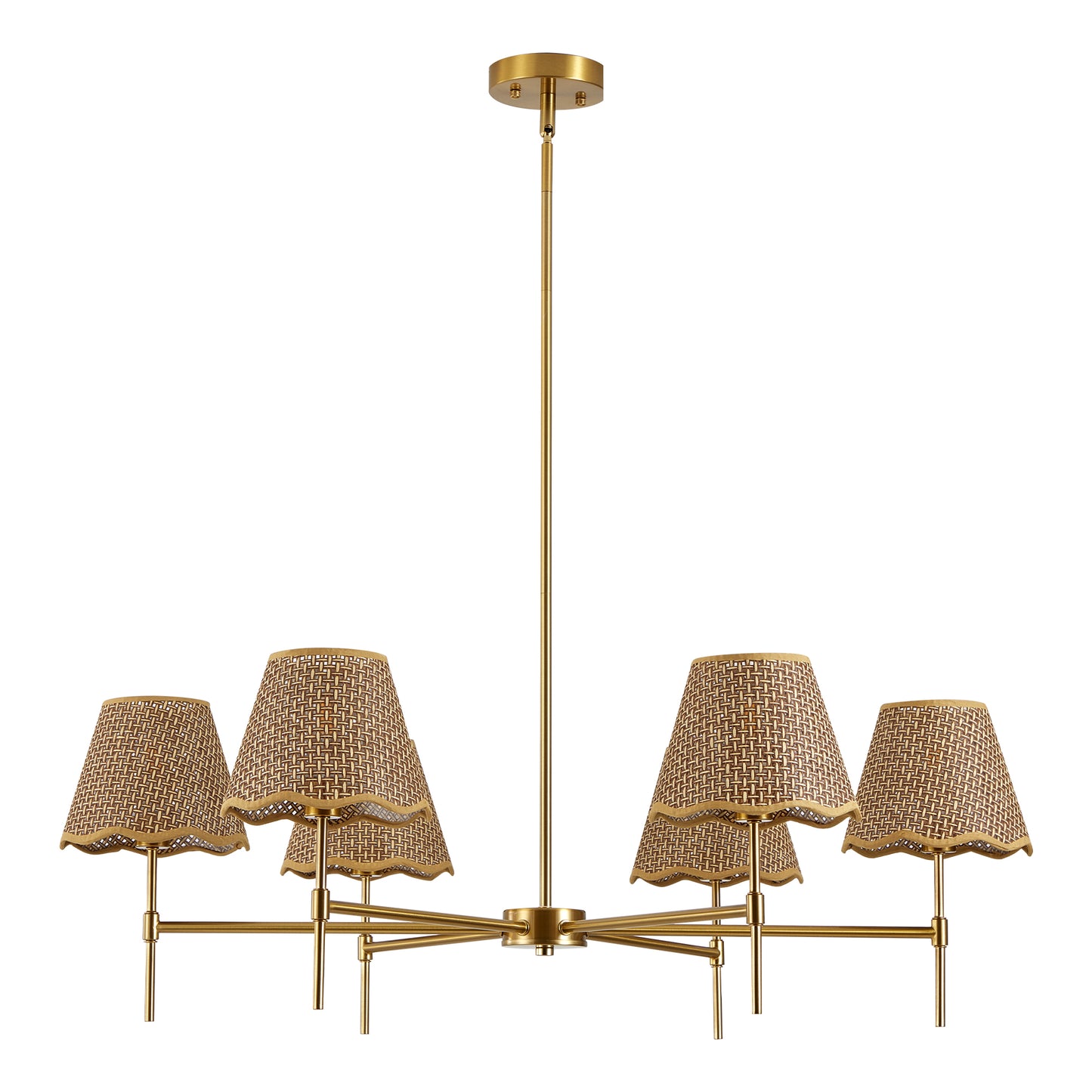 6-Light Gold Boho Rattan Pendant Chandelier - view 8