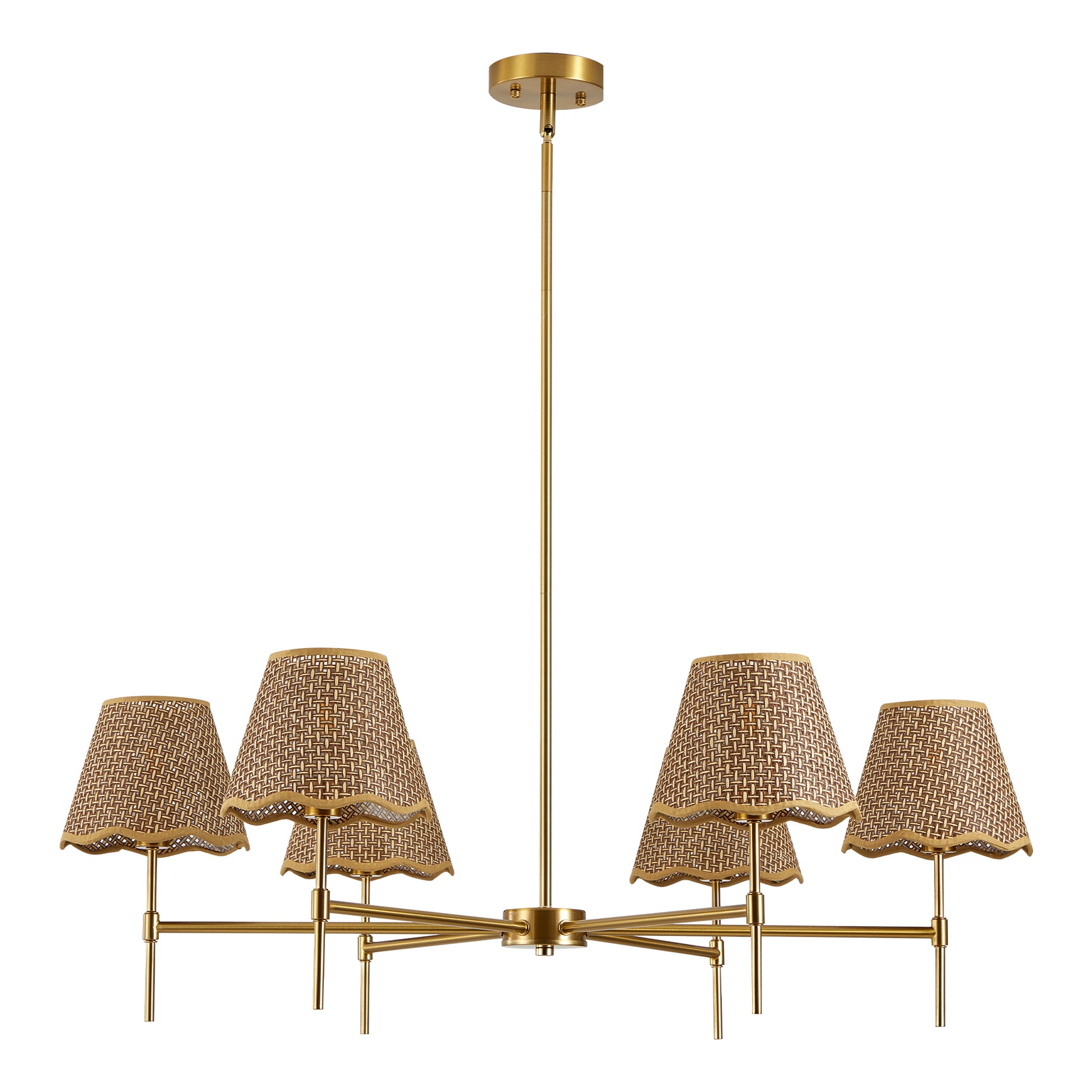 6-Light Gold Boho Rattan Pendant Chandelier - view 8