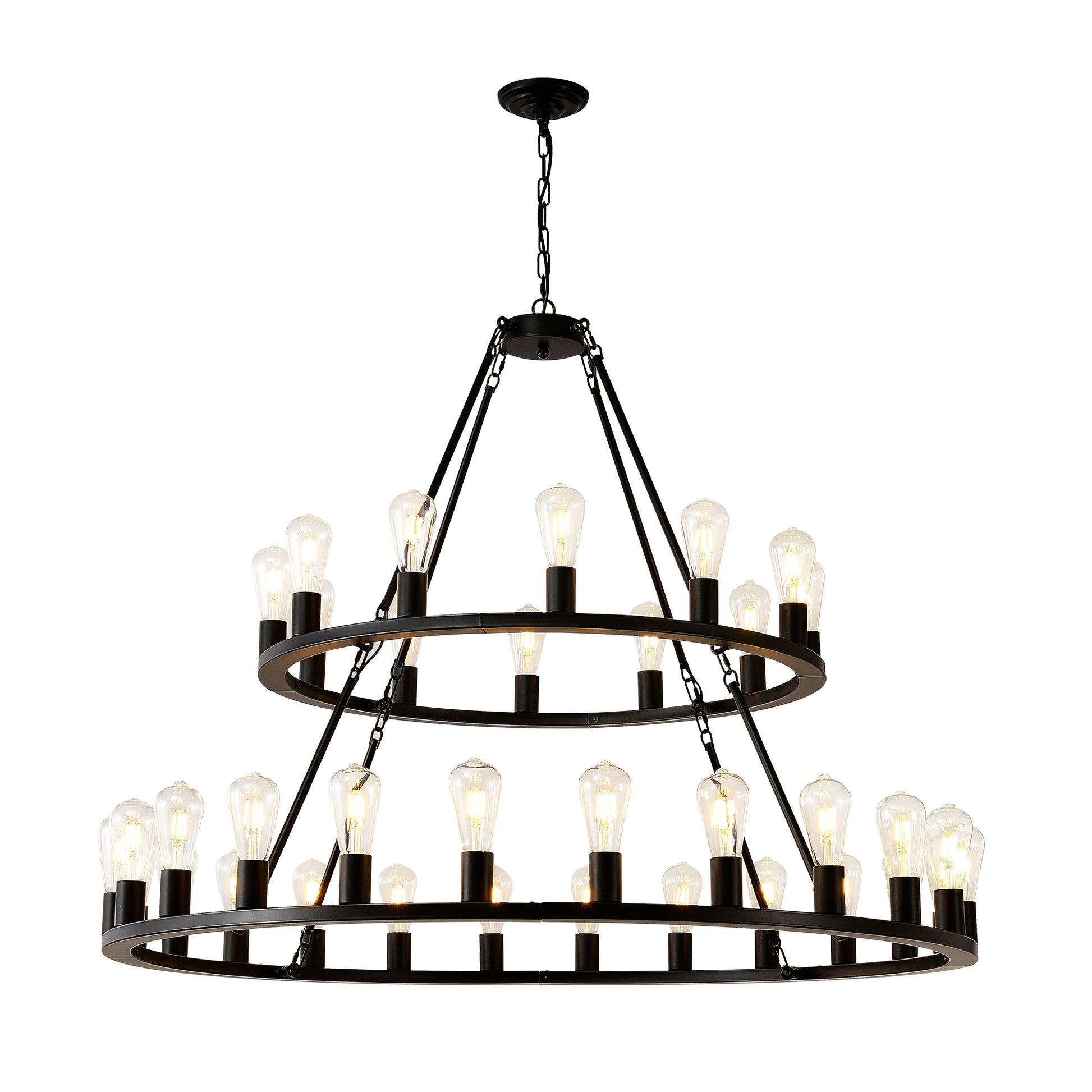 52" 2-Tier Wagon Wheel Farmhouse Chandelier, 36-Light - view 17