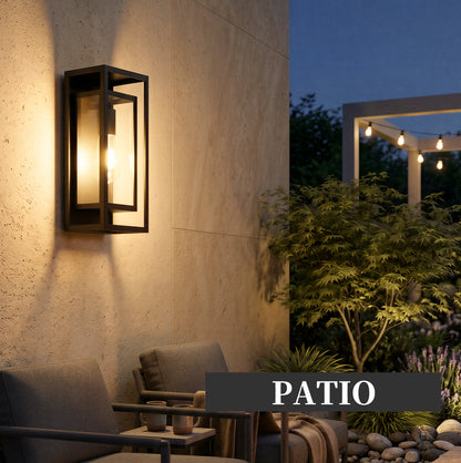14" Black Outdoor Wall Lantern with Clear Glass, Set of 2 - view 4