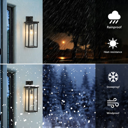 20"H Black Outdoor Wall Lantern with Clear Glass, Set of 2 - view 6