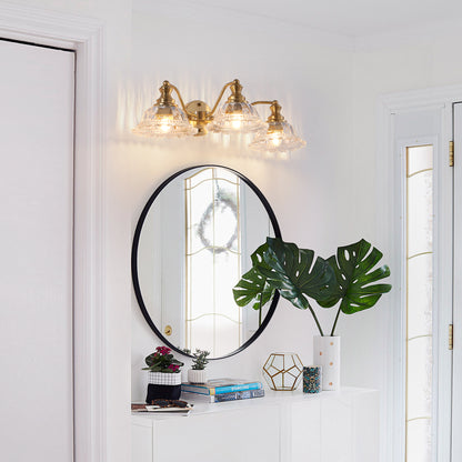 24" 3-Light Vintage Gold Vanity Light with Glass Shades - view 3