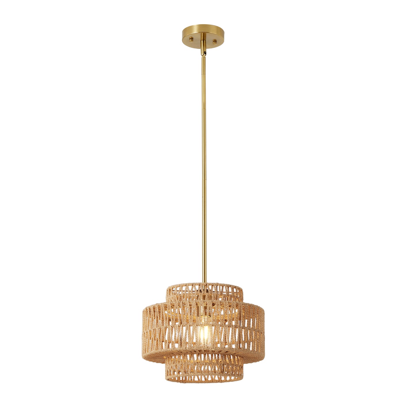 12.6" Boho Hand Woven Rattan Chandelier - view 9