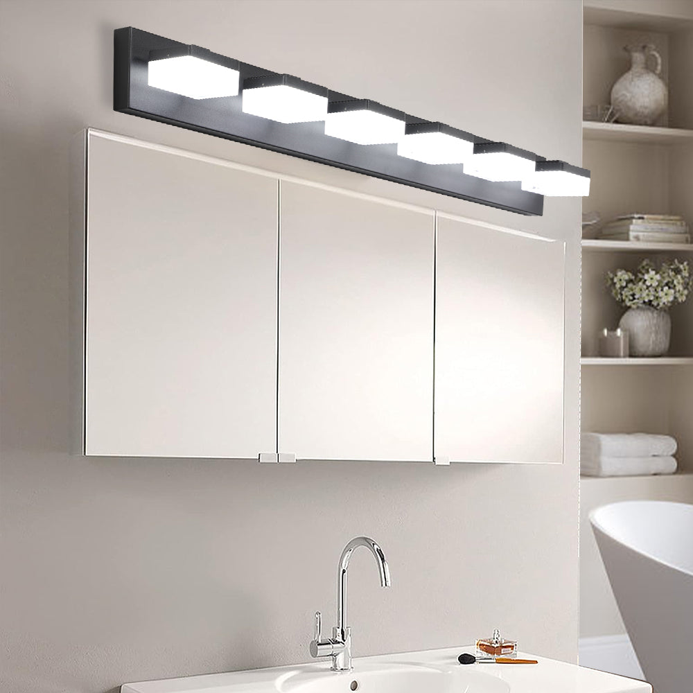 6-Light Modern Black LED Vanity Mirror Light
