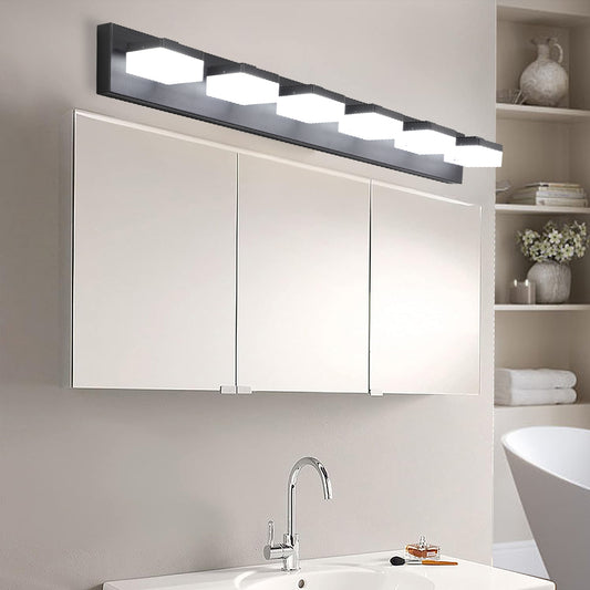 6-Light Modern Black LED Vanity Mirror Light