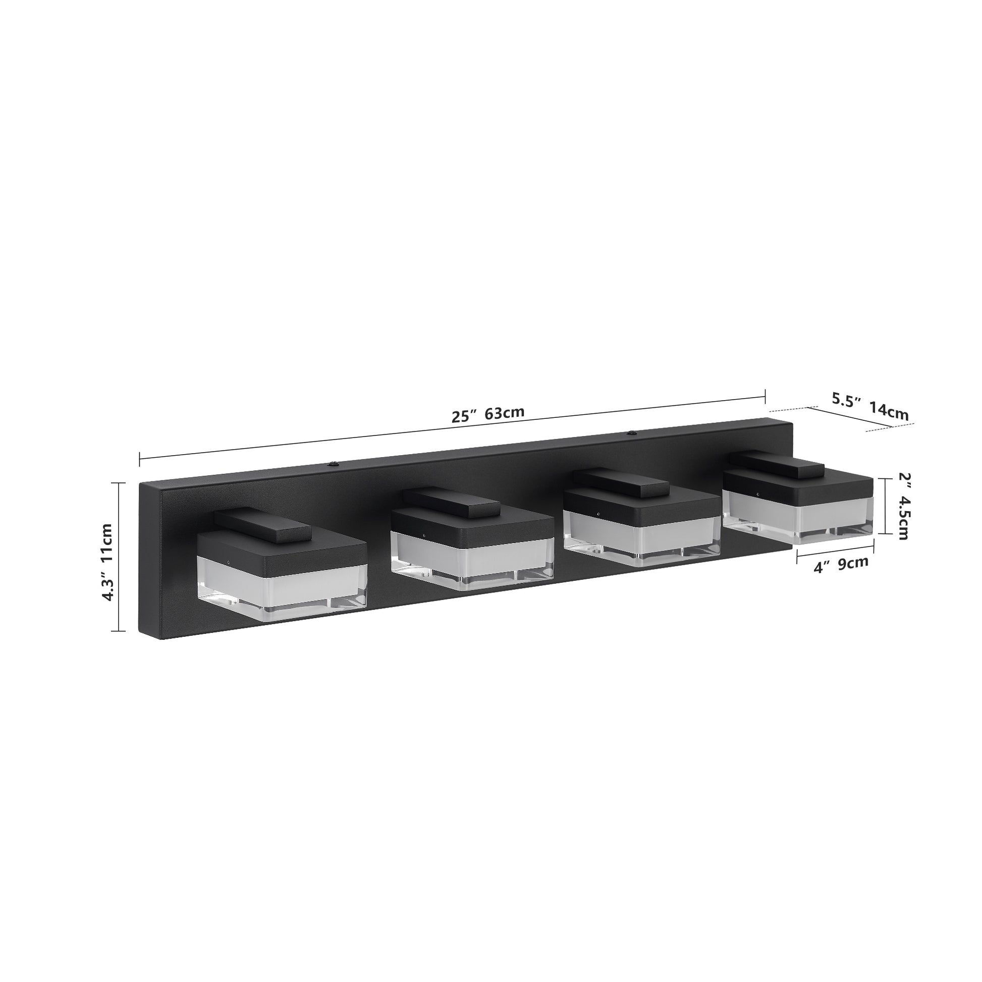 4-Light Matte Black Vanity Light with Dimmable LED - view 7