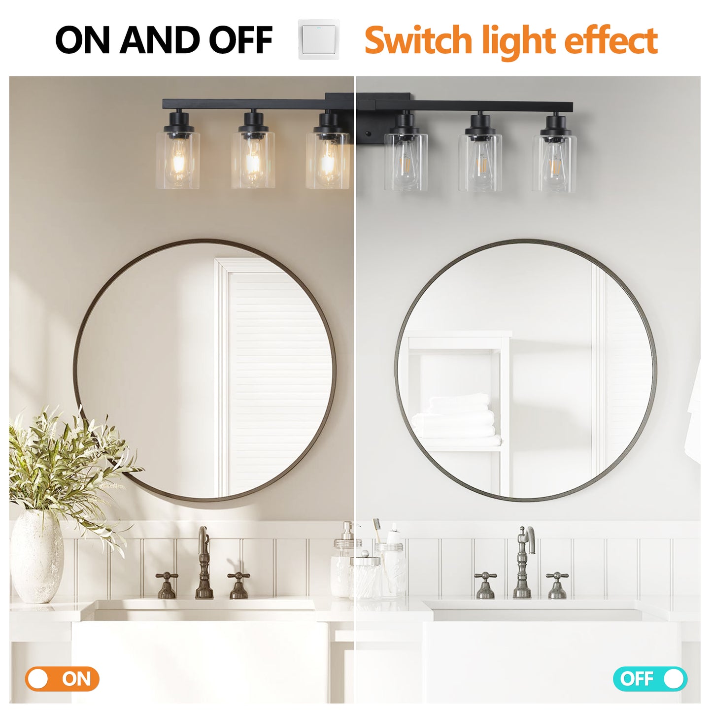 37" 6-Light Black Vanity Light with Clear Glass - view 5