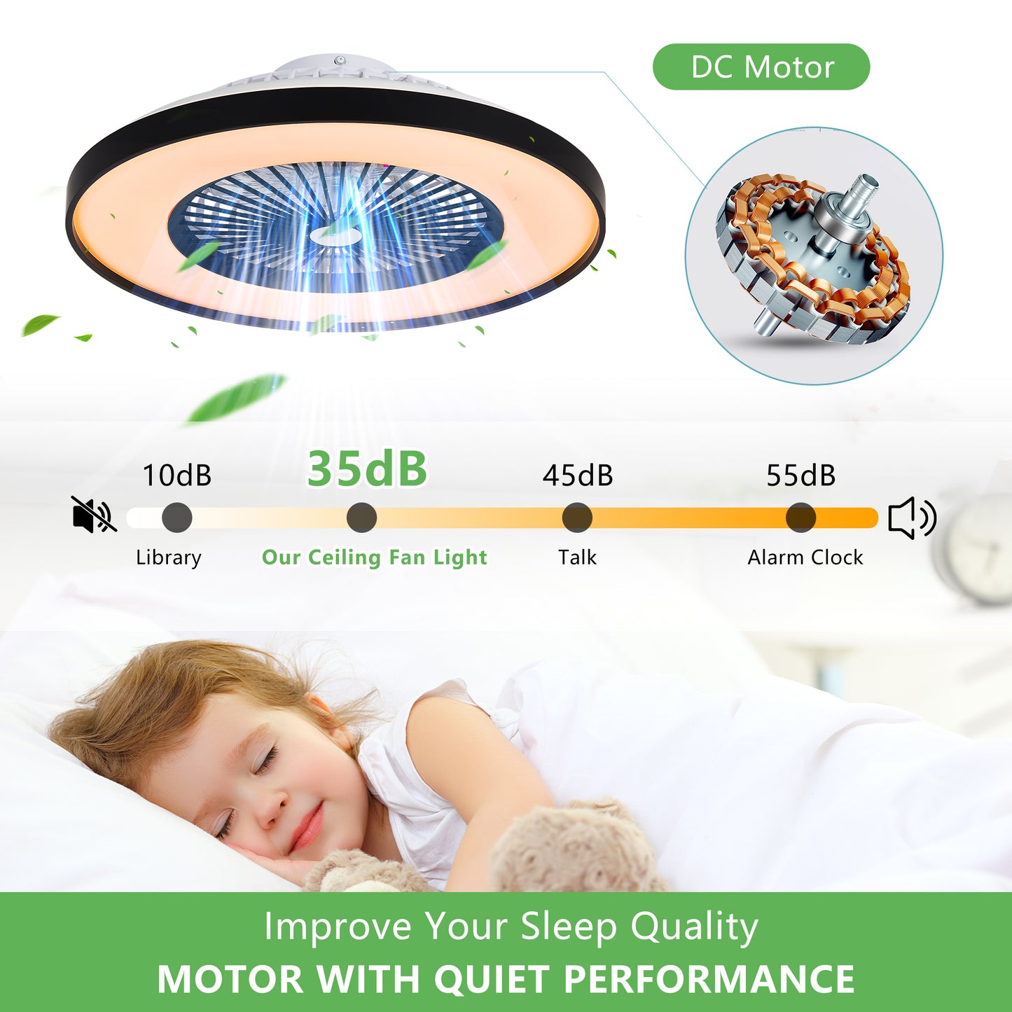 23" Black Ceiling Fan with Dimmable RGB LED - view 8