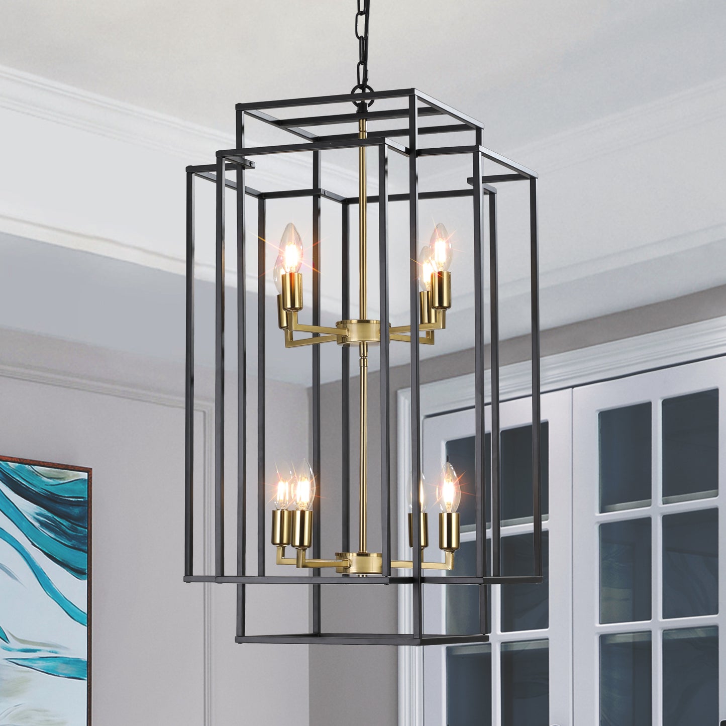 18" 8-Light Black & Gold Geometric Chandelier - view 7