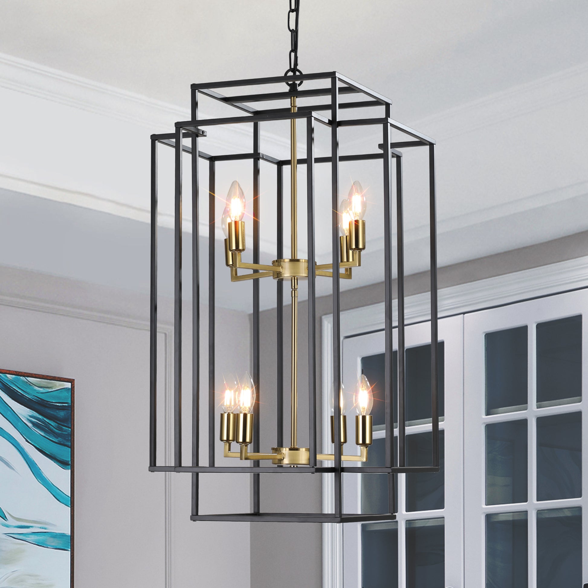 18" 8-Light Black & Gold Geometric Chandelier - view 7