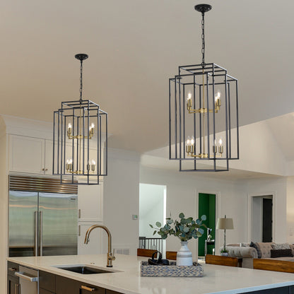 18" 8-Light Black & Gold Geometric Chandelier - view 2
