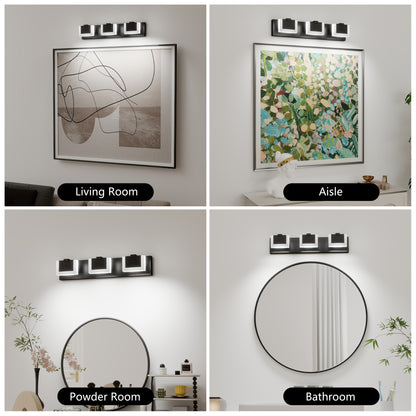 3-Light Modern Black LED Vanity Wall Light - view 5