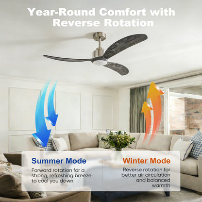 52" Nickel & Wood Ceiling Fan with Remote - view 8