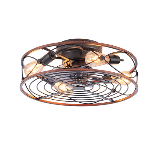 20" Matte Black Caged Ceiling Fan with Remote