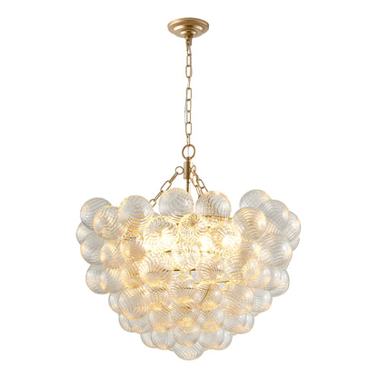 23.6" Gold Chandelier with Threaded Glass Globe - view 11