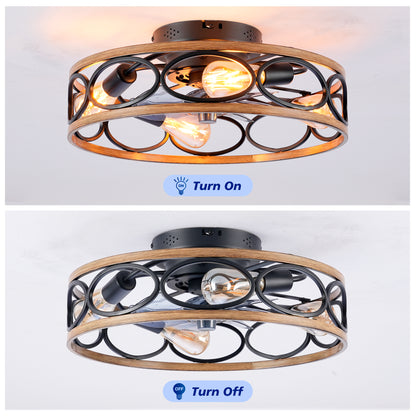 19" Matte Black Caged Ceiling Fan with Remote - view 9
