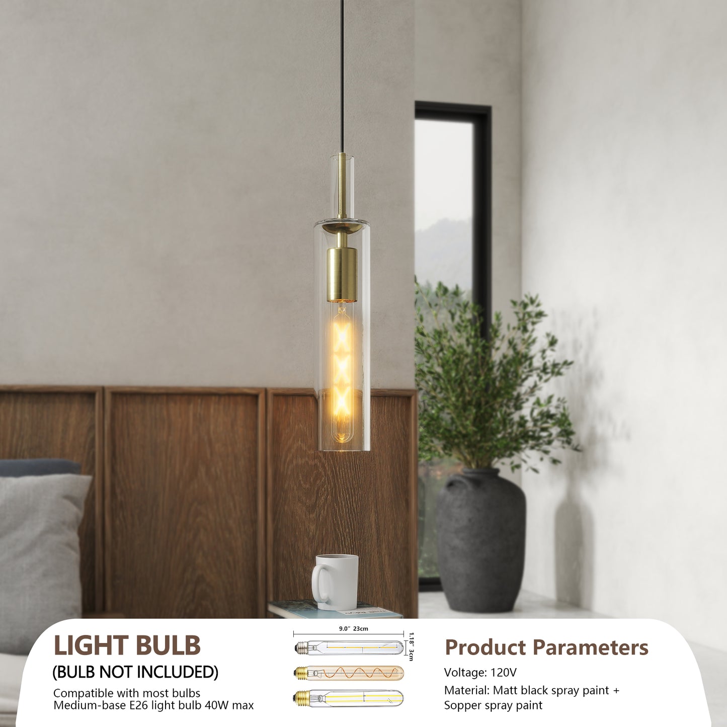Gold Pendant Light with Striped Glass Shade, Set of 3 - view 7
