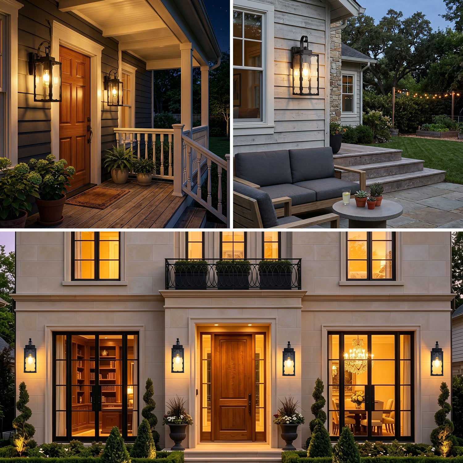 Matte Black Sawtooth Outdoor Wall Light with Clear Glass - view 3
